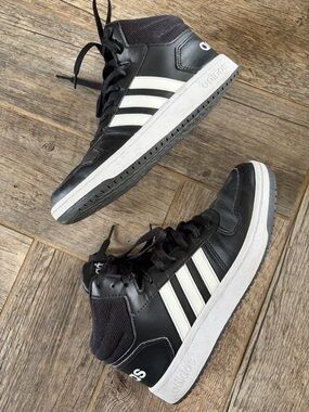 adidas Black and White Mens 2.0 Hoops High-Top Sneakers Size 9US